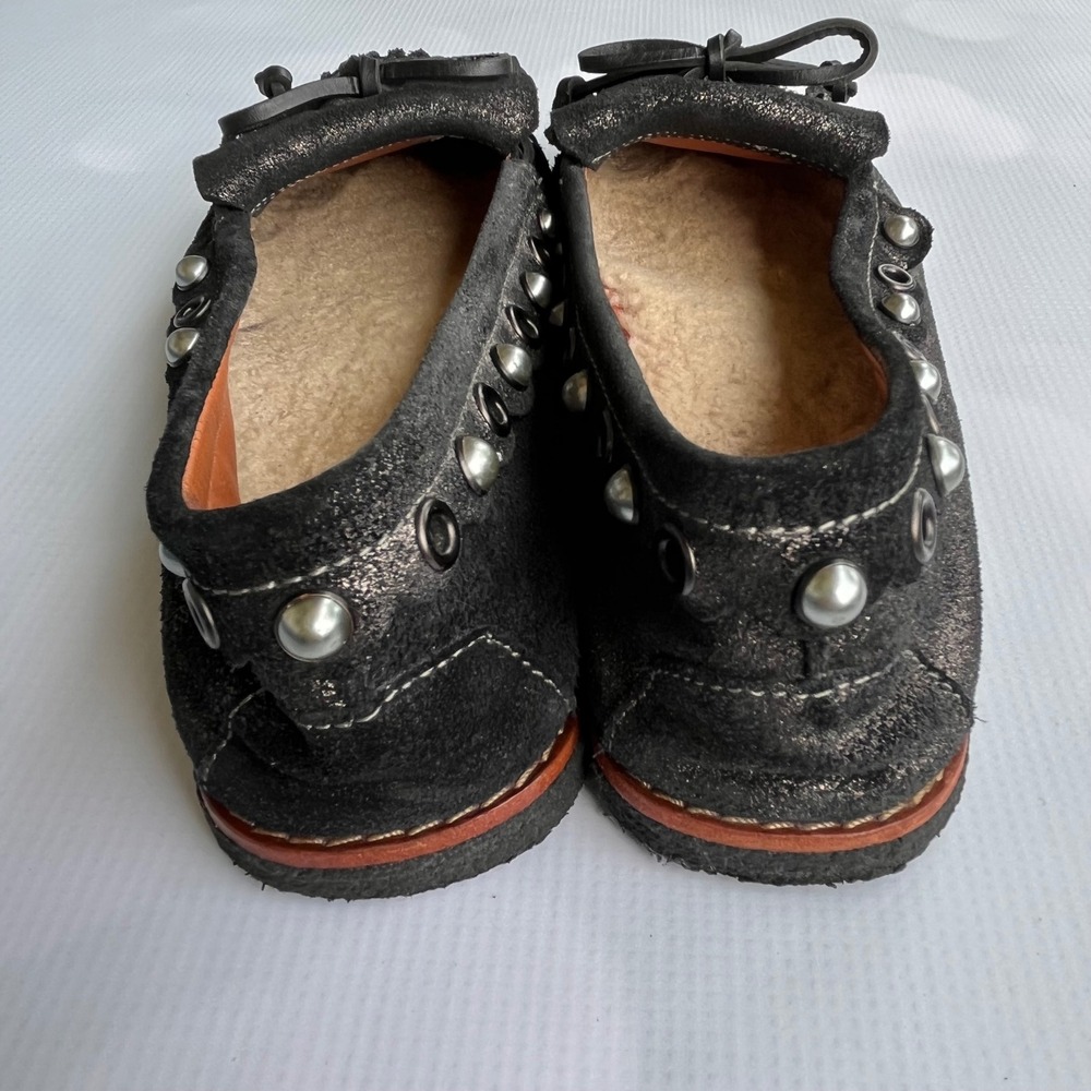 COACH Rexy Roccasin Glitter Pearl Leather Shearling Western Moccasin Loafers 8 - Picture 6 of 11